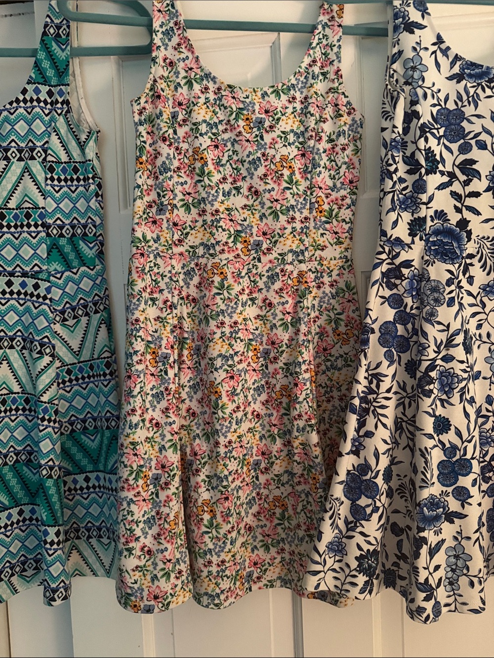 H&M Blue & Teal Floral and Geometric Casual Tank Dresses - Set of 3 - Picture 4 of 5